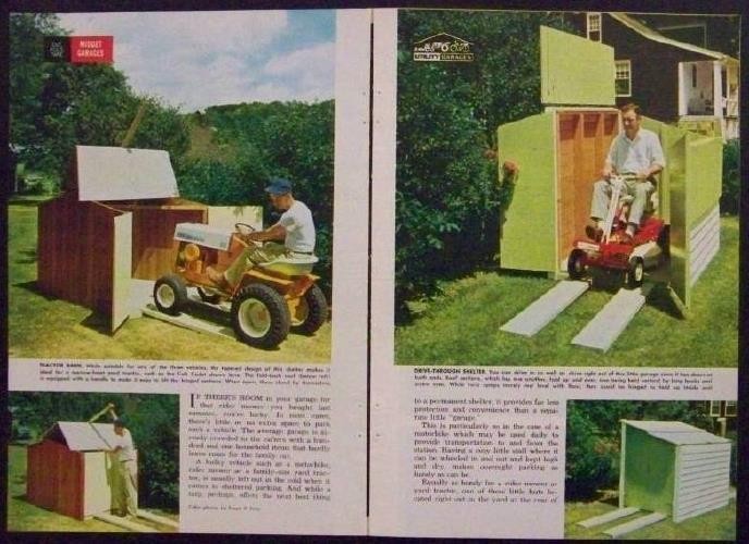 Mini Garage Utility Shed Motorcycle Garden Tractor Snowmobile How-To build PLANS