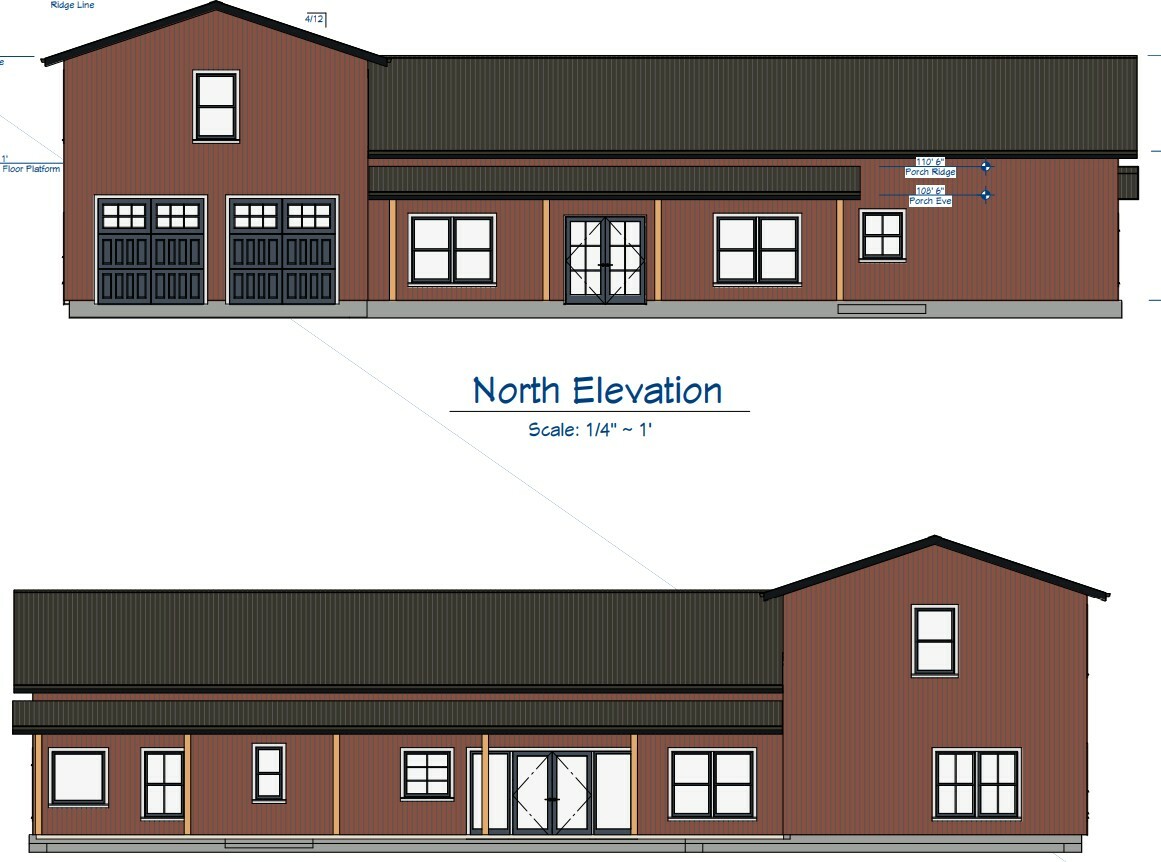 Barndominium Custom House Plans 3842 square feet 1.5 story open floor plan pdf