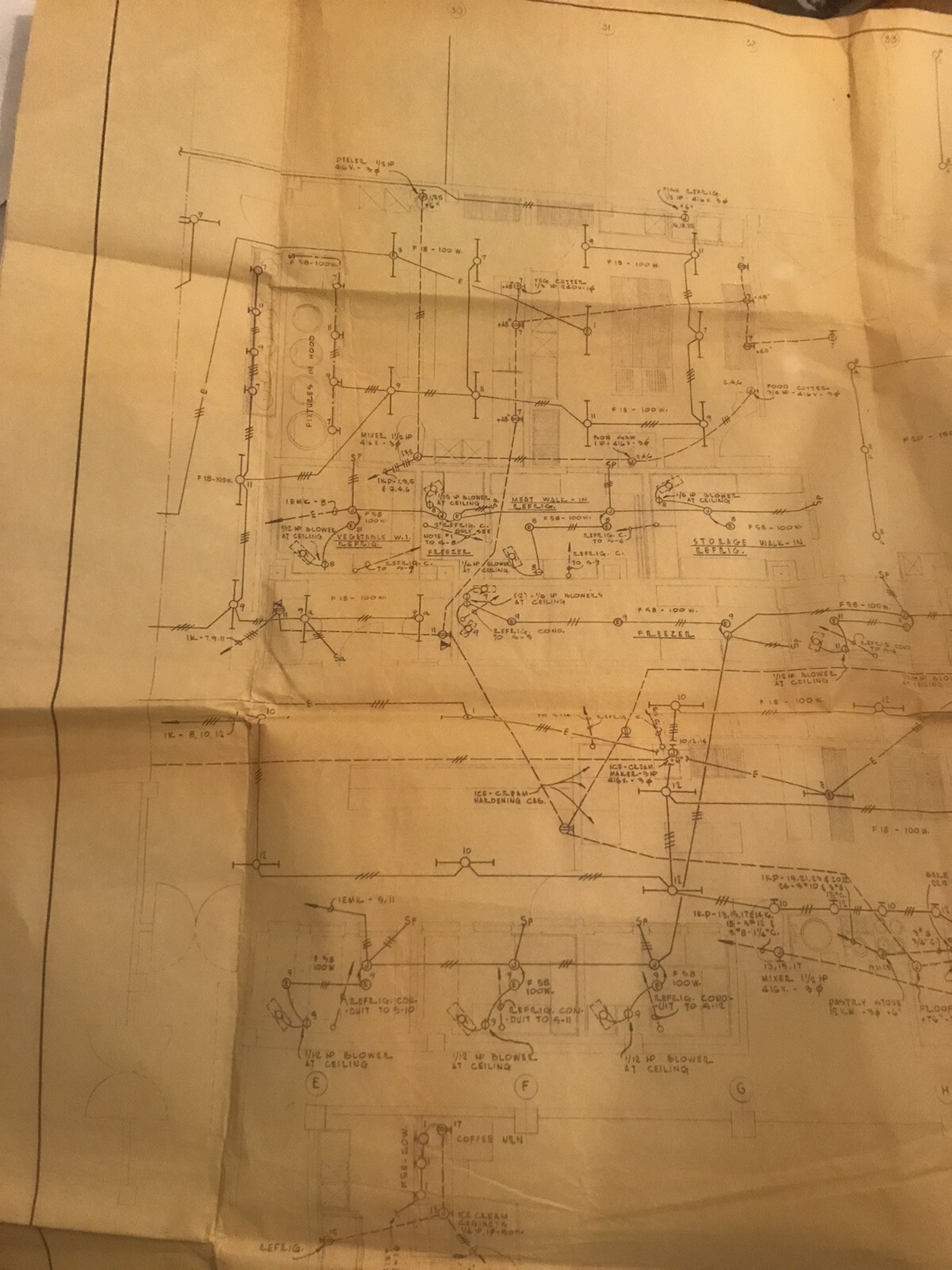 1957 Hilton Hotel Kitchen/employee Cafeteria Building Plans And Blueprints