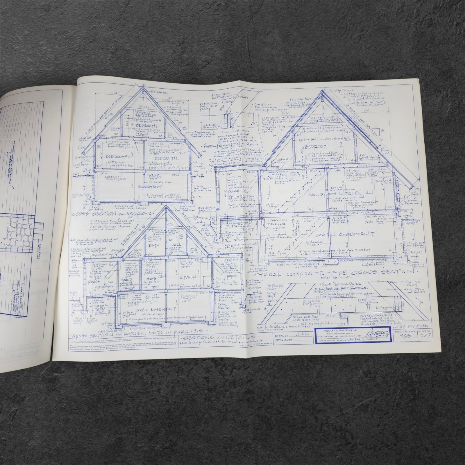 Vintage 1979 House Blueprints Rudolph Matern Design 965 Architectural Plans
