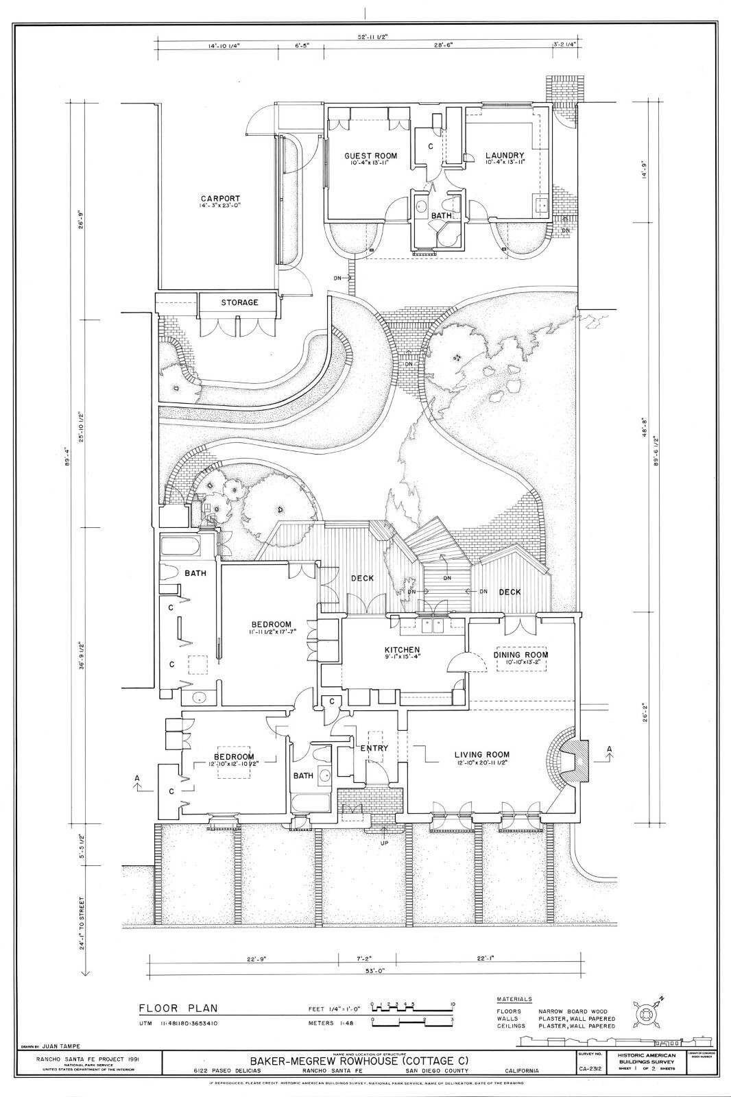 Southwestern style patio home, spacious 2 bedrooms, architectural blueprints