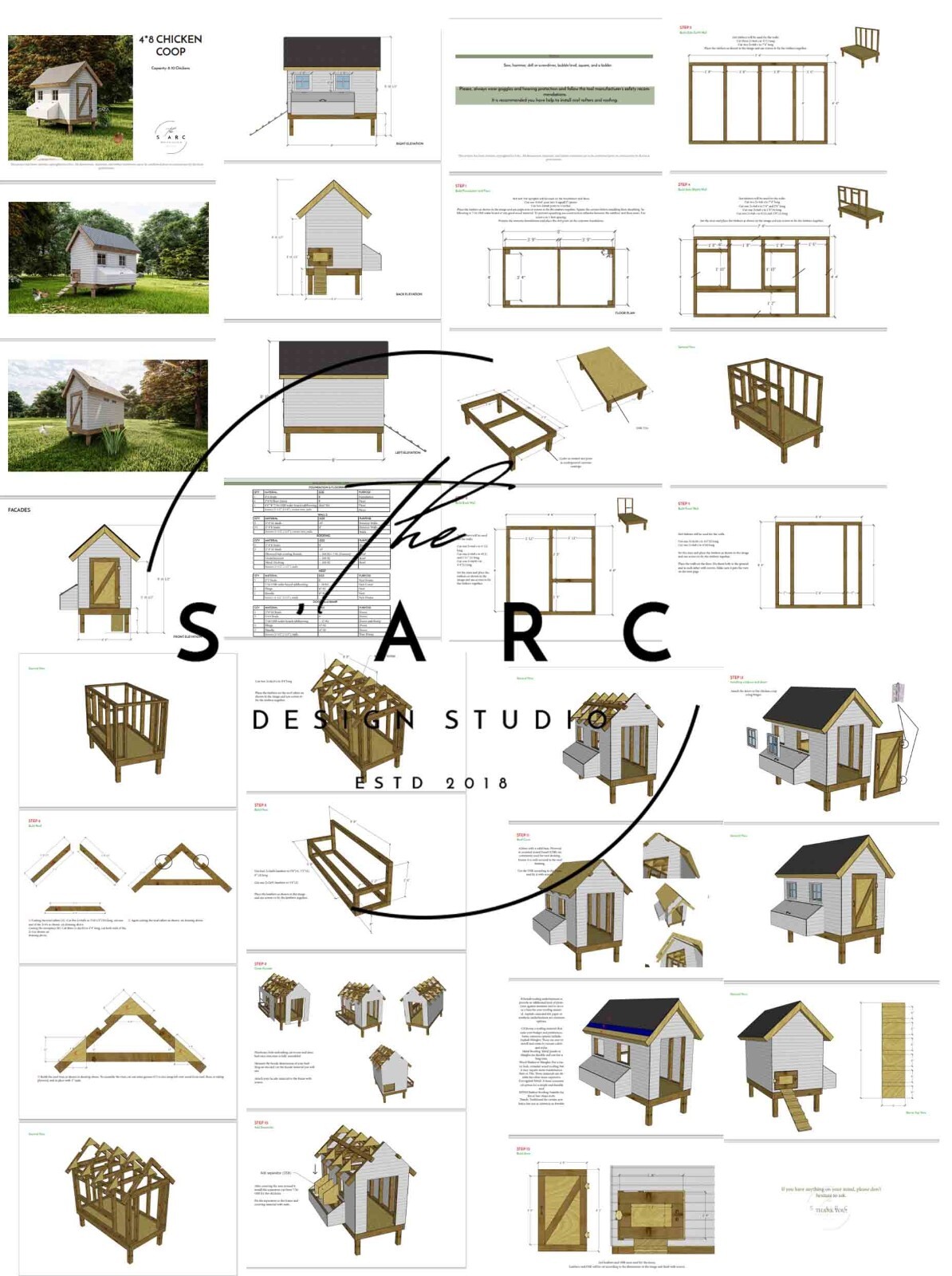 Chicken Coop Plans – DIY 4 x 8 Coop Plans, 8-10 Chicken Step by Step Guide