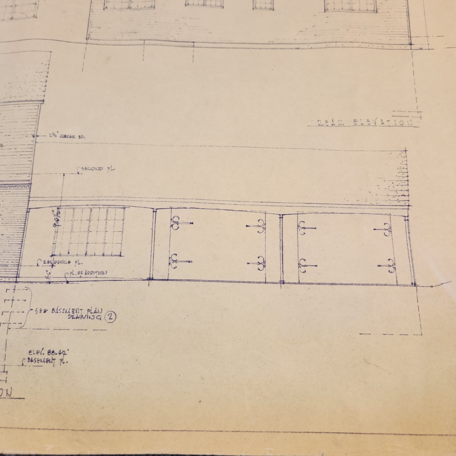 Vintage House Blueprint 33×17 1964 Mid Century Modern Drawing Art Glen Ellyn IL