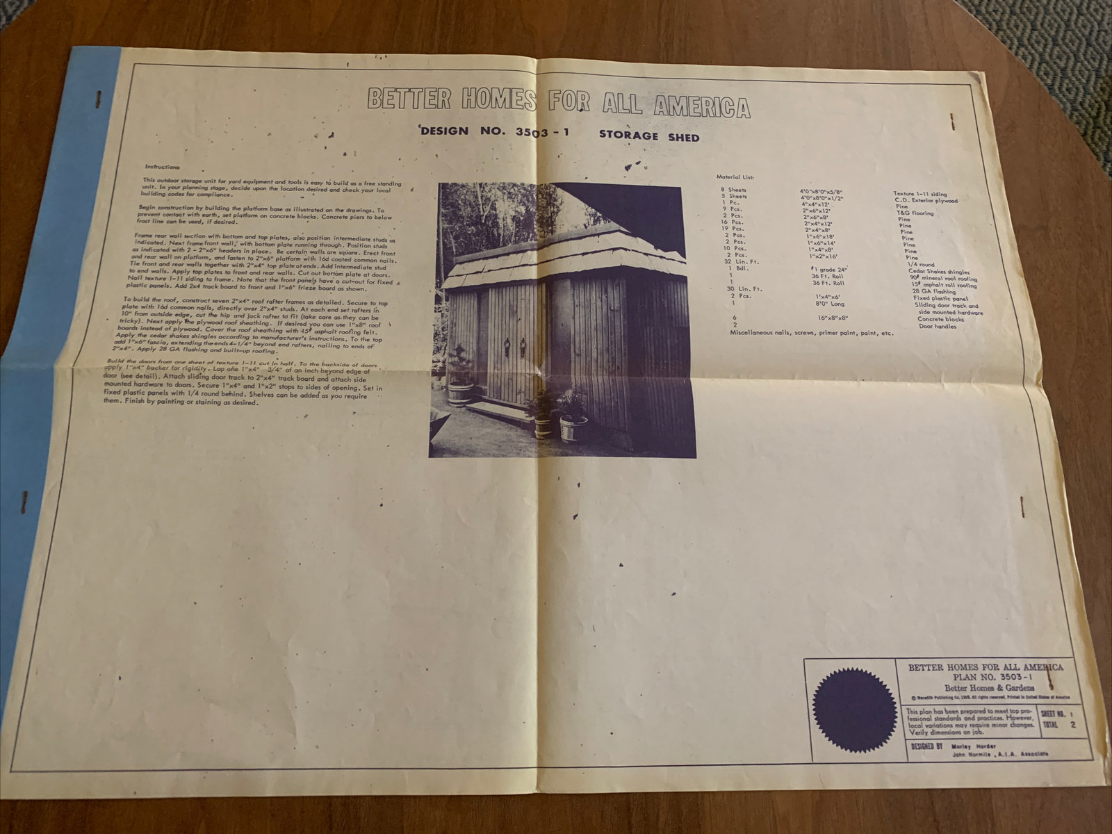 Vintage Mid Century Better Homes & Gardens Plans For Storage Shed 1965