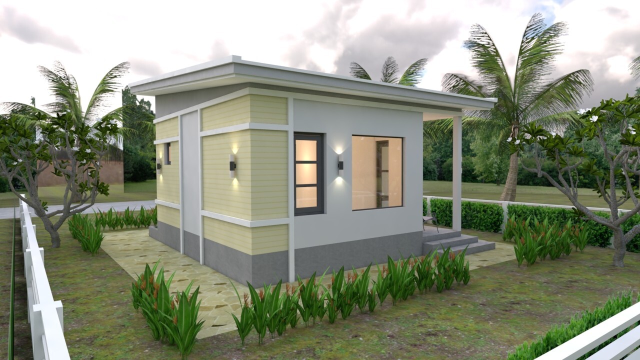 20×20 Feet One Bedroom Small House Plan 6×6 Meter 2 Bath Shed PDF (A4 Hard Copy)
