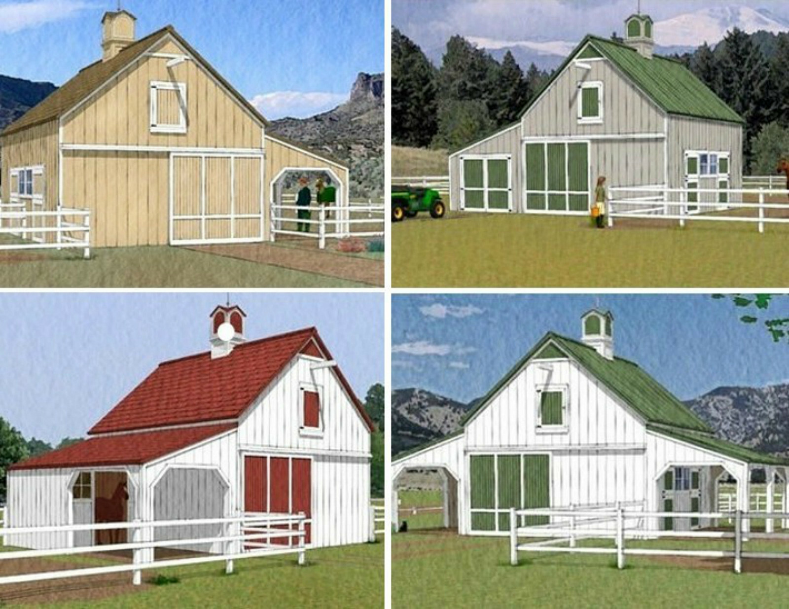 Chestnut Horse Barns – 3 Complete Sets of Pole Barn Building Plans (eB-418×3)