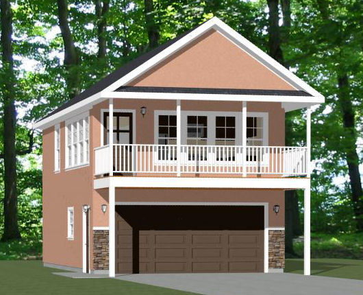 20×32 House — 1 Bedroom — 2 Car Garage — PDF Floor Plan — Model 6W