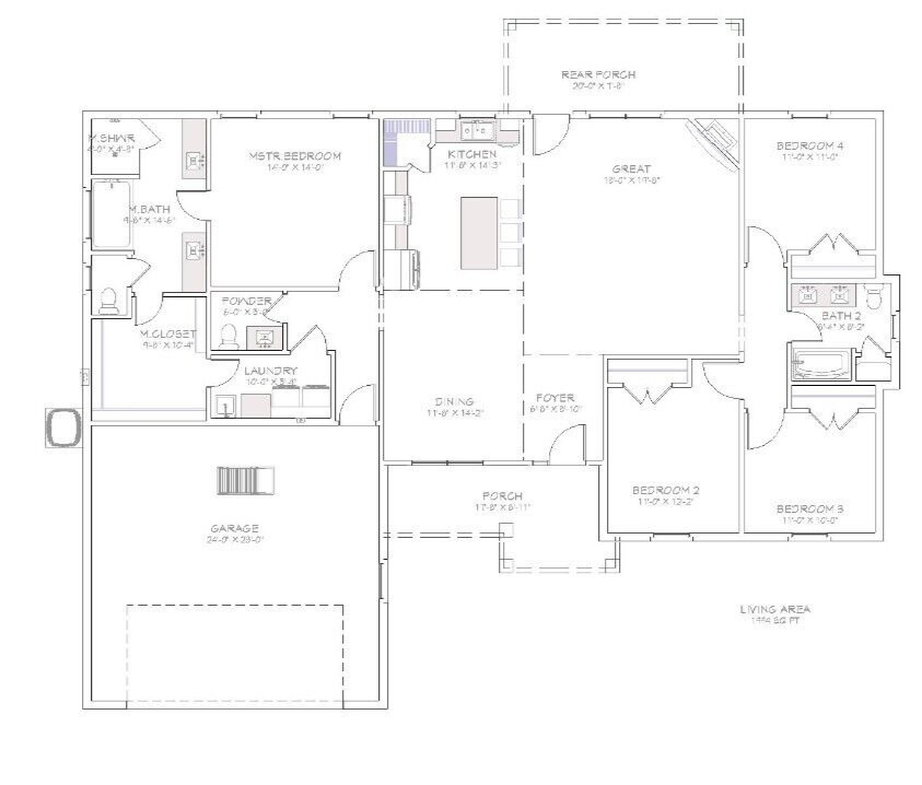 1994 sq.ft., 4 Bedroom, 2.5 Bath, 2-car garage – Craftsman Home Plan