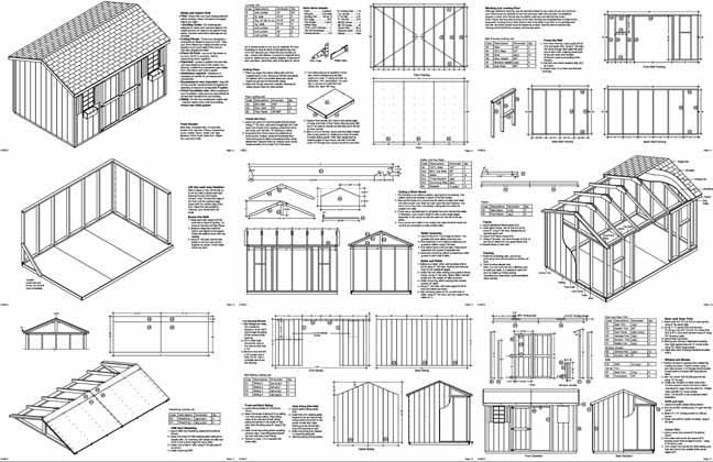 8 x 12 Storage Utility Garden Shed Plans / Building Blueprints, Design #10812