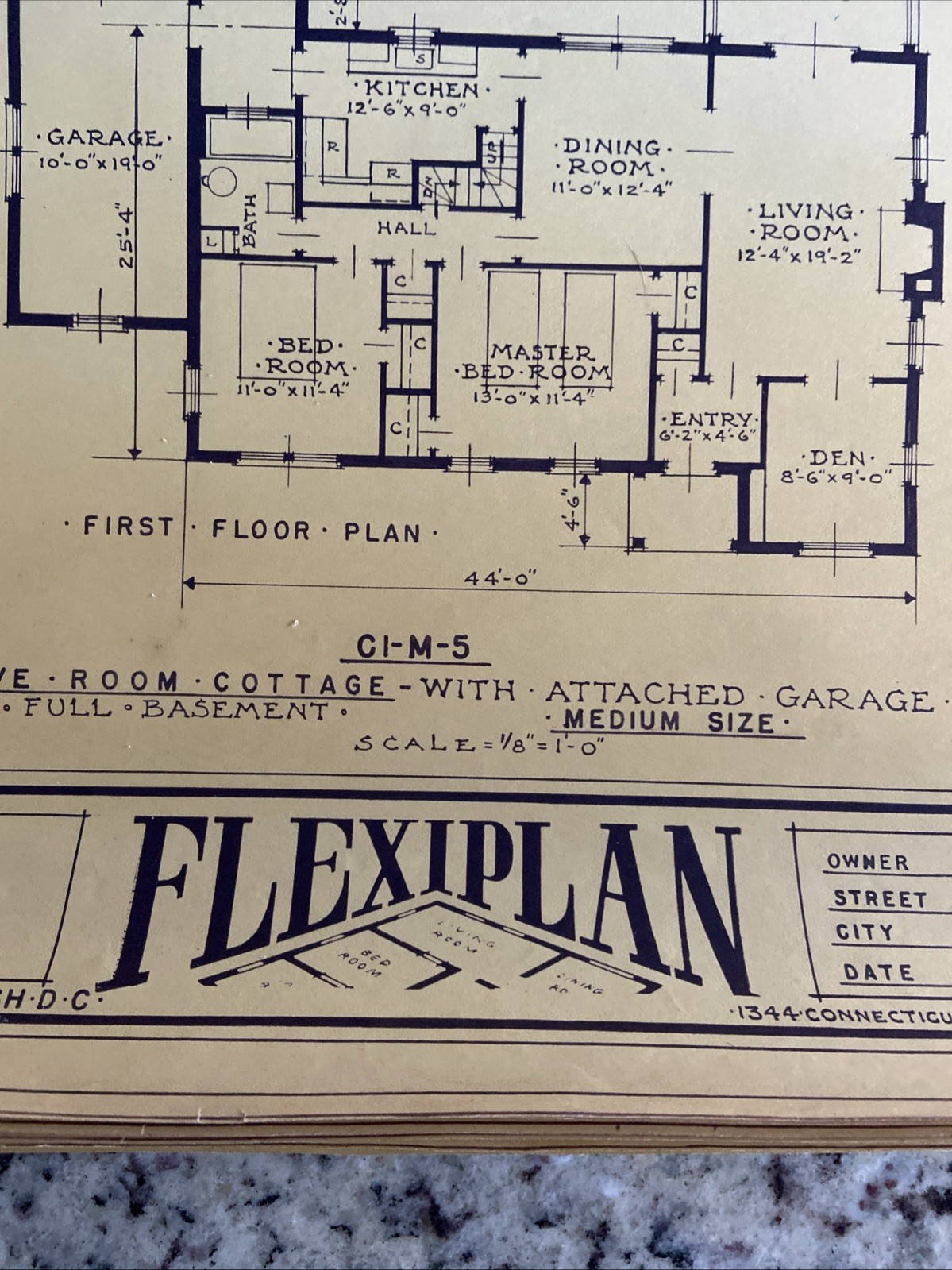 Vintage 1948 MCM Bungalow Ranch HomePlan Blueprint Triflex Service Washington DC