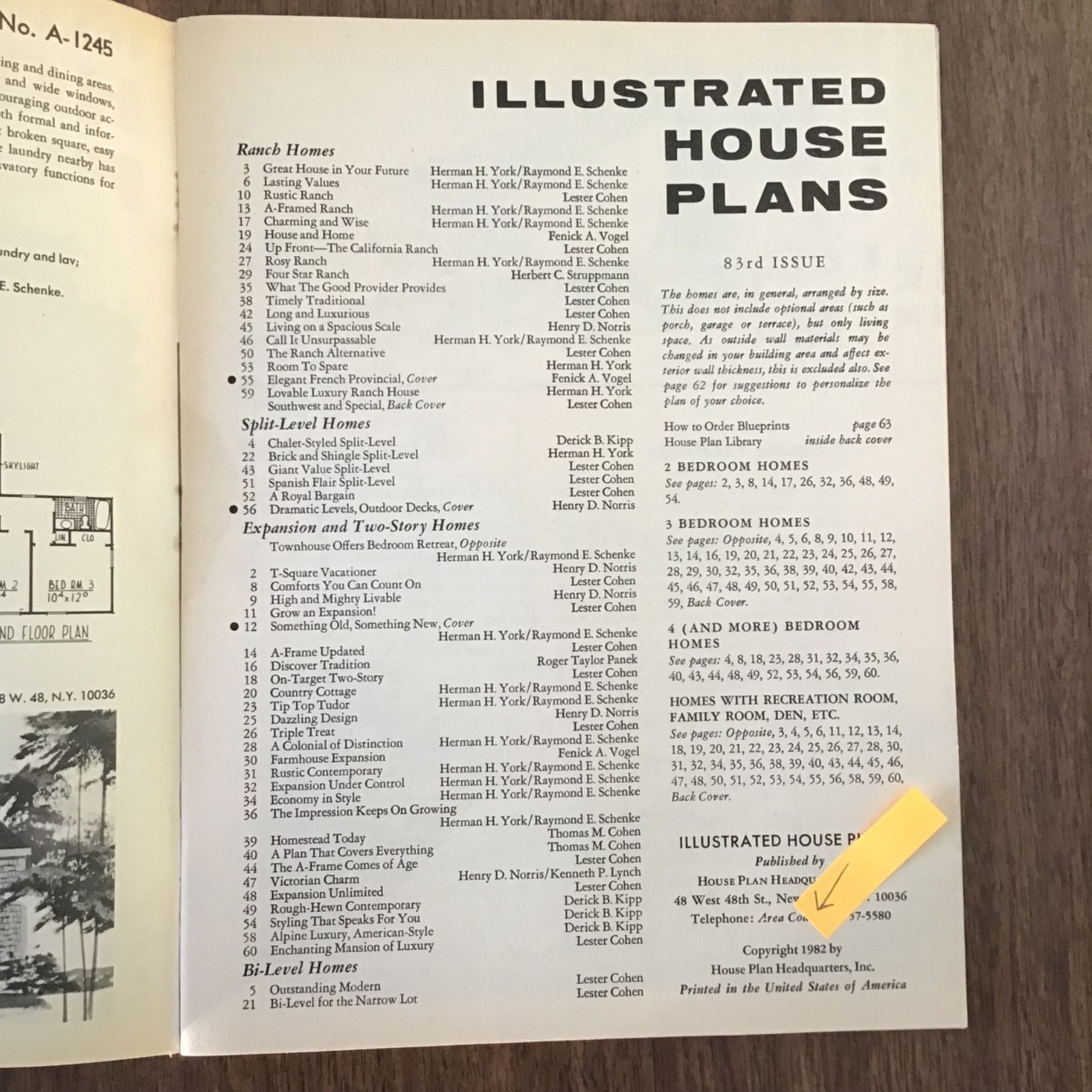 1982 Vtg Home Plans HOUSE Floor Plans Book SEE INDEX Ranch Splitlevel Expansion