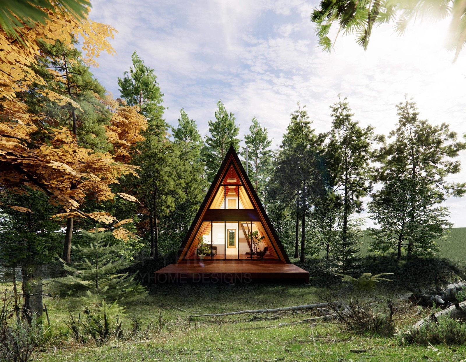 Modern Yosemite A Frame 22′ x 36′ Spacious Cabin / Tiny House / A-Frame House De