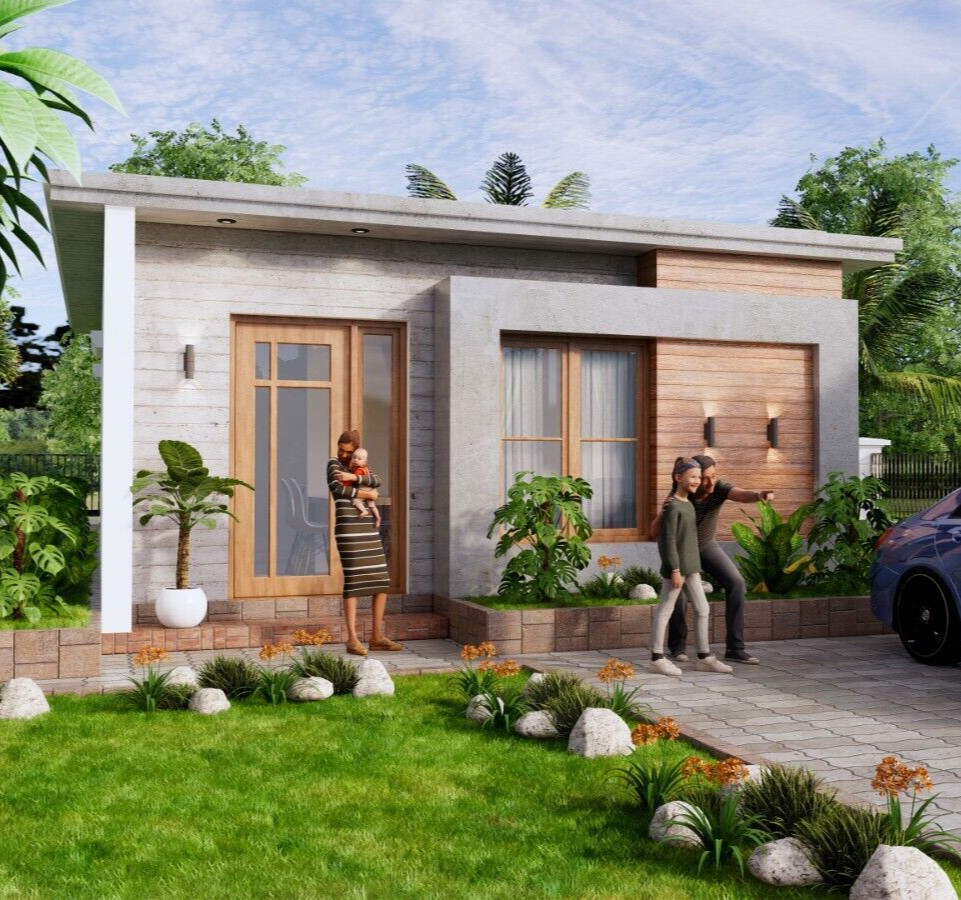 20×26 Feet Small House Plans 6×8 Meter 2 Bed 1 Bath Flat Roof PDF (A4 Hard Copy)