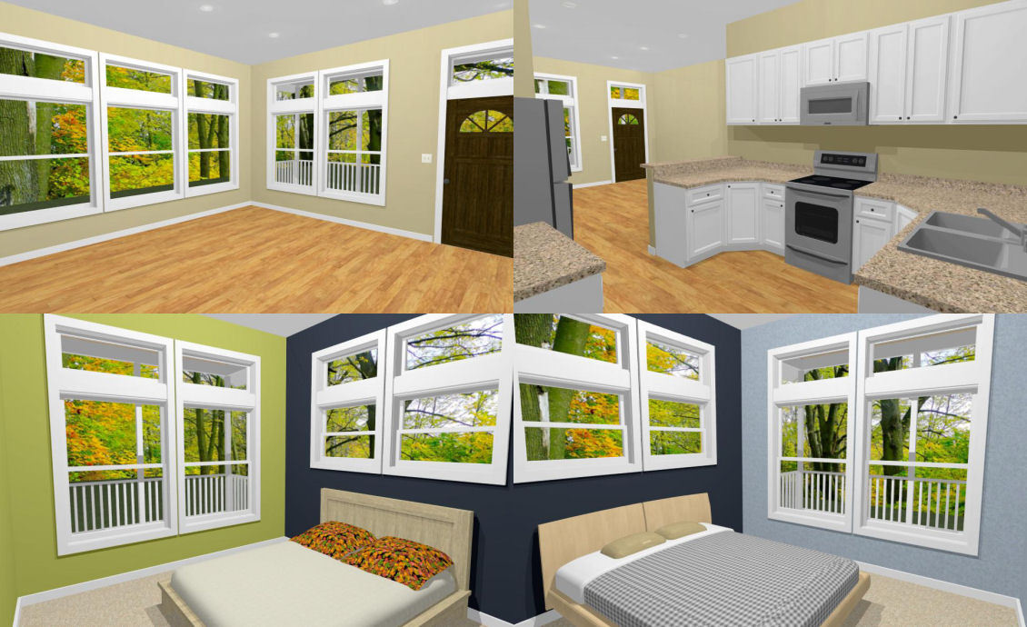 28×36 House — 2 Bedroom 2 Bath — 1,008 sq ft — PDF Floor Plan — Model 3E