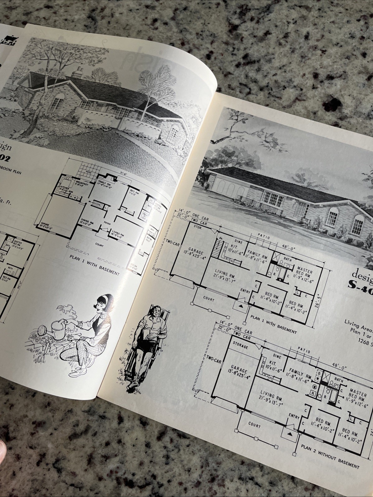 Vintage 1972 MCM Spanish Tudor Home Plans Design Catalog Blueprints Ranch Split
