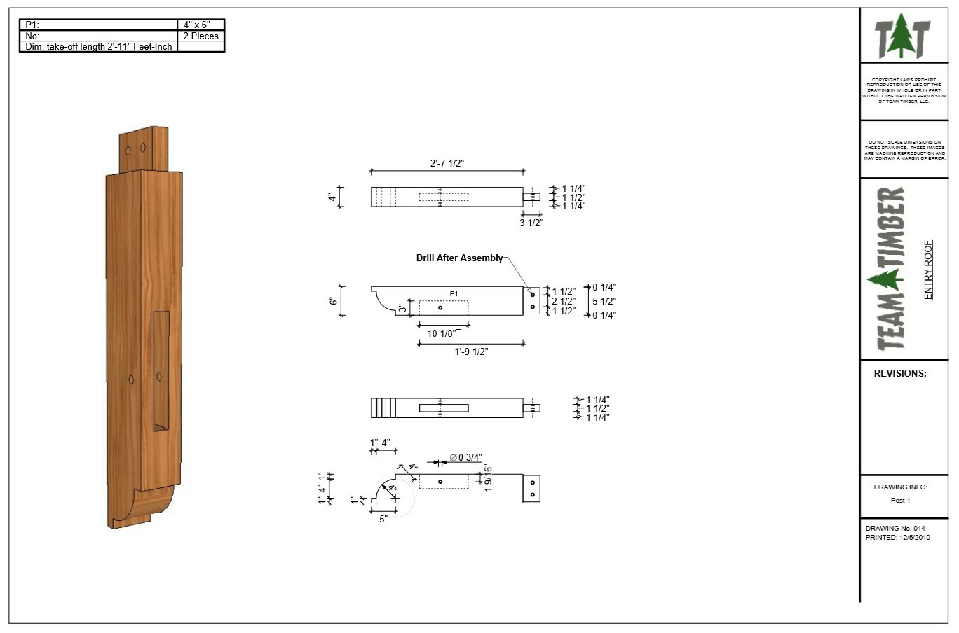32″ x 54″ Timber Frame Entry Roof DIY Building Plans, Downloadable PDF