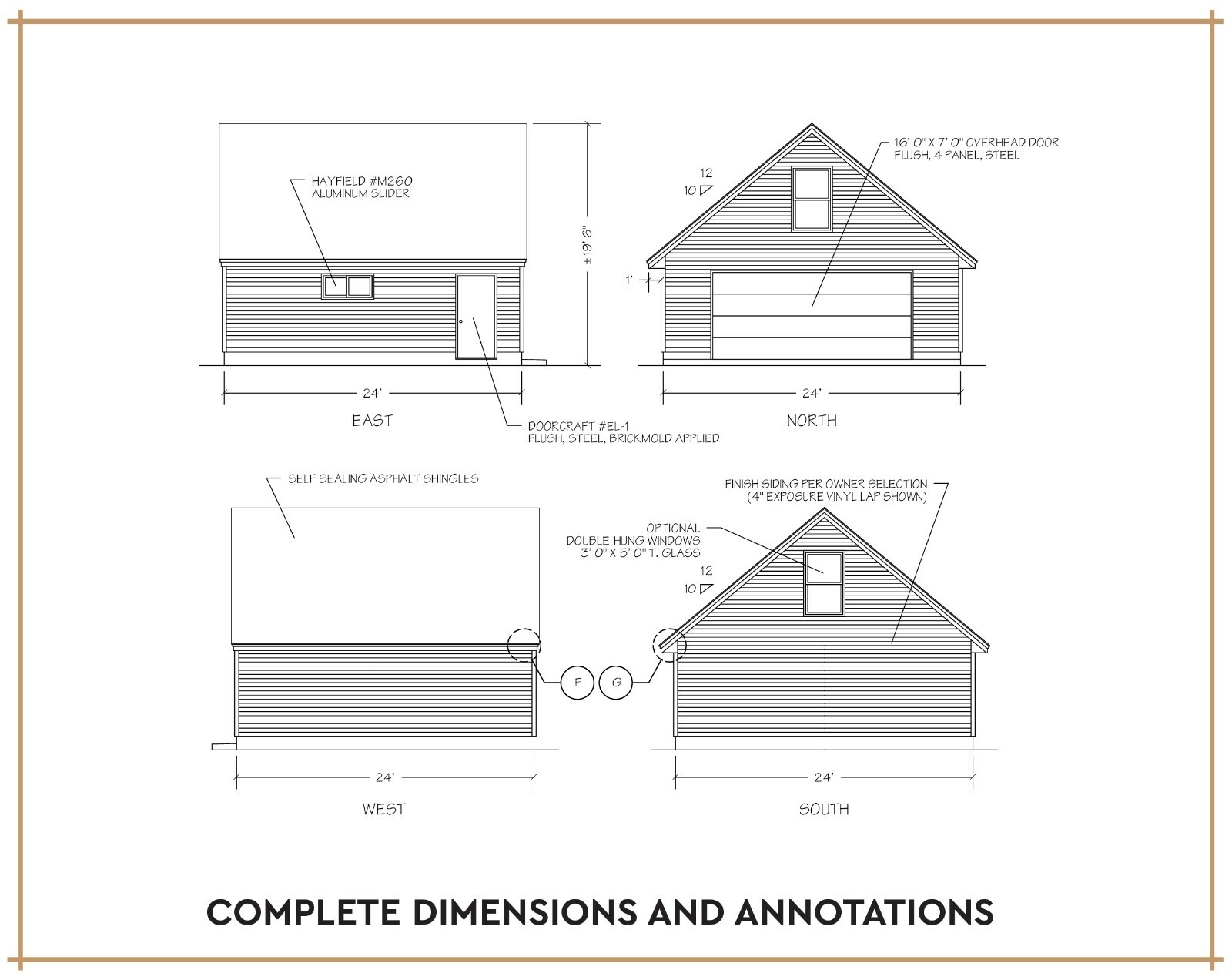 24′ X 24′ Two Car Garage with Loft Construction Plans – PDF Download