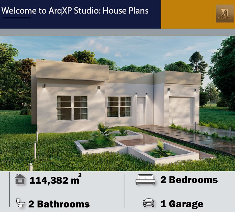 Contemporary House 114 m2 – 2 Bedrooms- 2 Bathrooms – Plan PDF