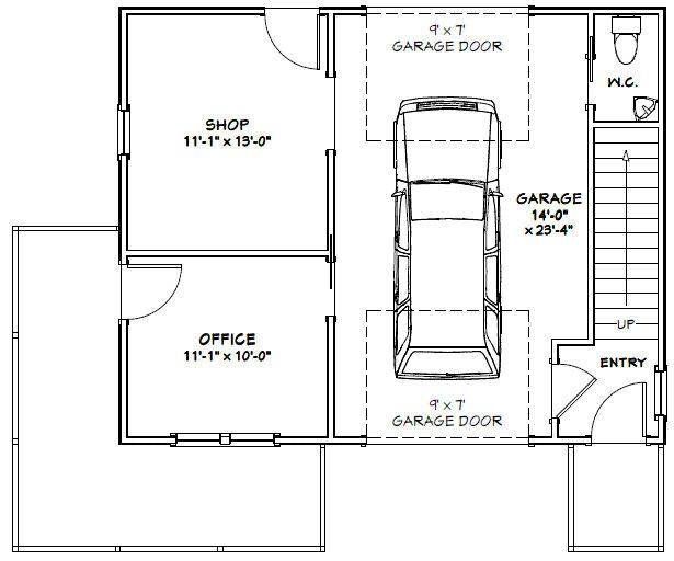 30×24 House — 1 Bedroom 1.5 Bath — 1,029 sq ft — PDF Floor Plan — Model 7A
