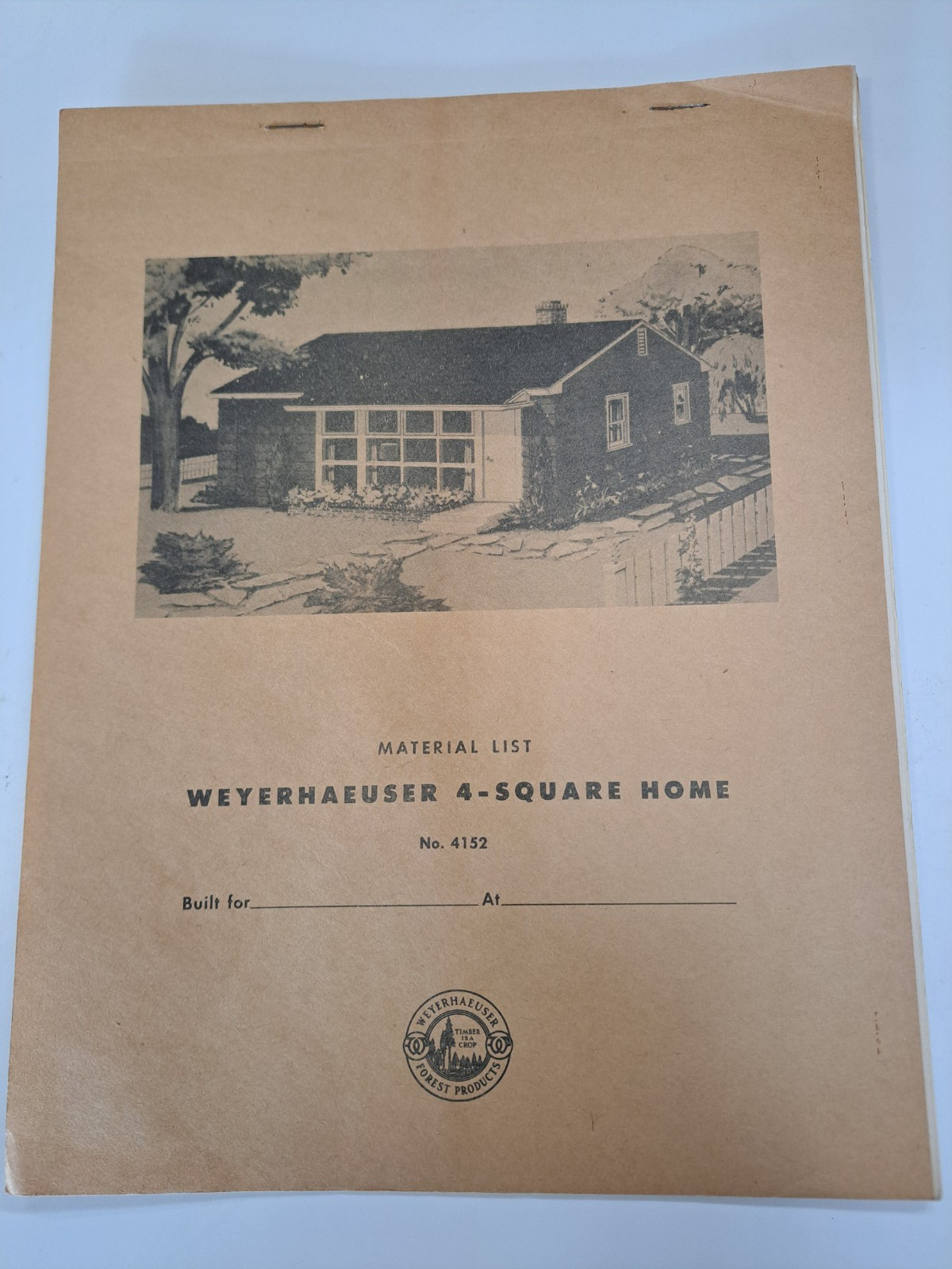 WEYERHAEUSER 4-SQUARE HOME DESIGN PLANS 4152 COMPLETE 1950s ARCHITECTURE DAMAGED