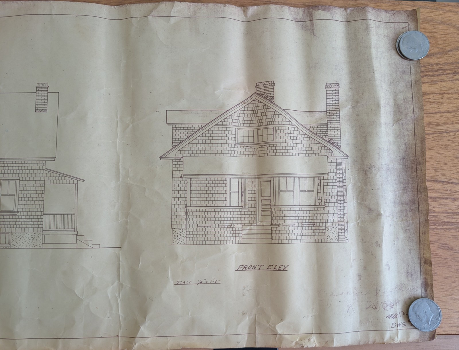 Original Vintage Architectural Drawings MCM Home Bungalow Elevation Plans