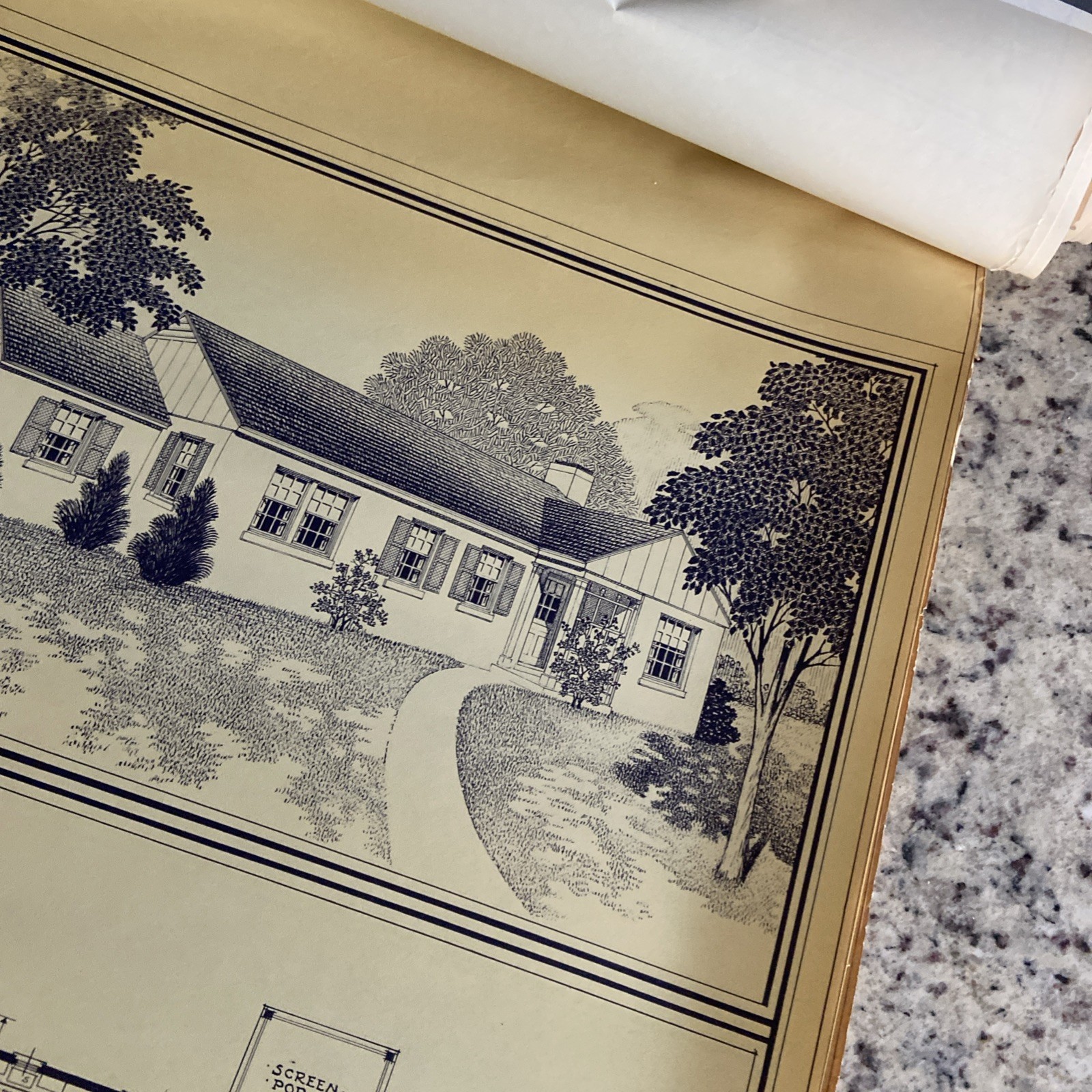 Vintage 1948 MCM Bungalow Ranch HomePlan Blueprint Triflex Service Washington DC