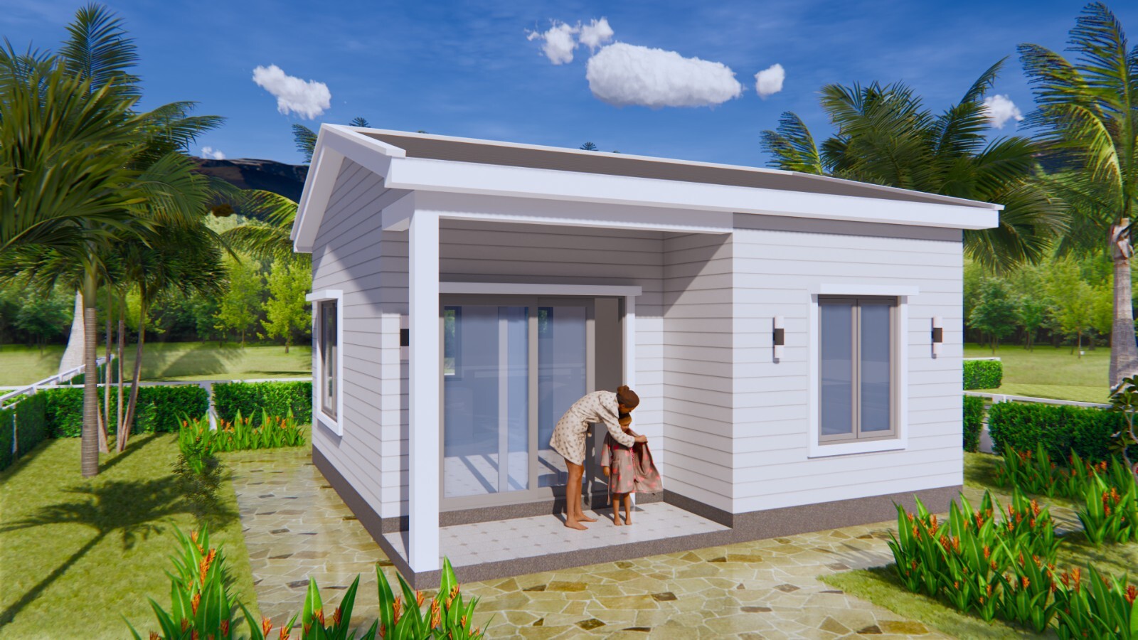 21×21 Feet Tiny House Plans 6.5×6.5 Meter 1 Bed 1 Bath Gable Roof (A4 Hard Copy)