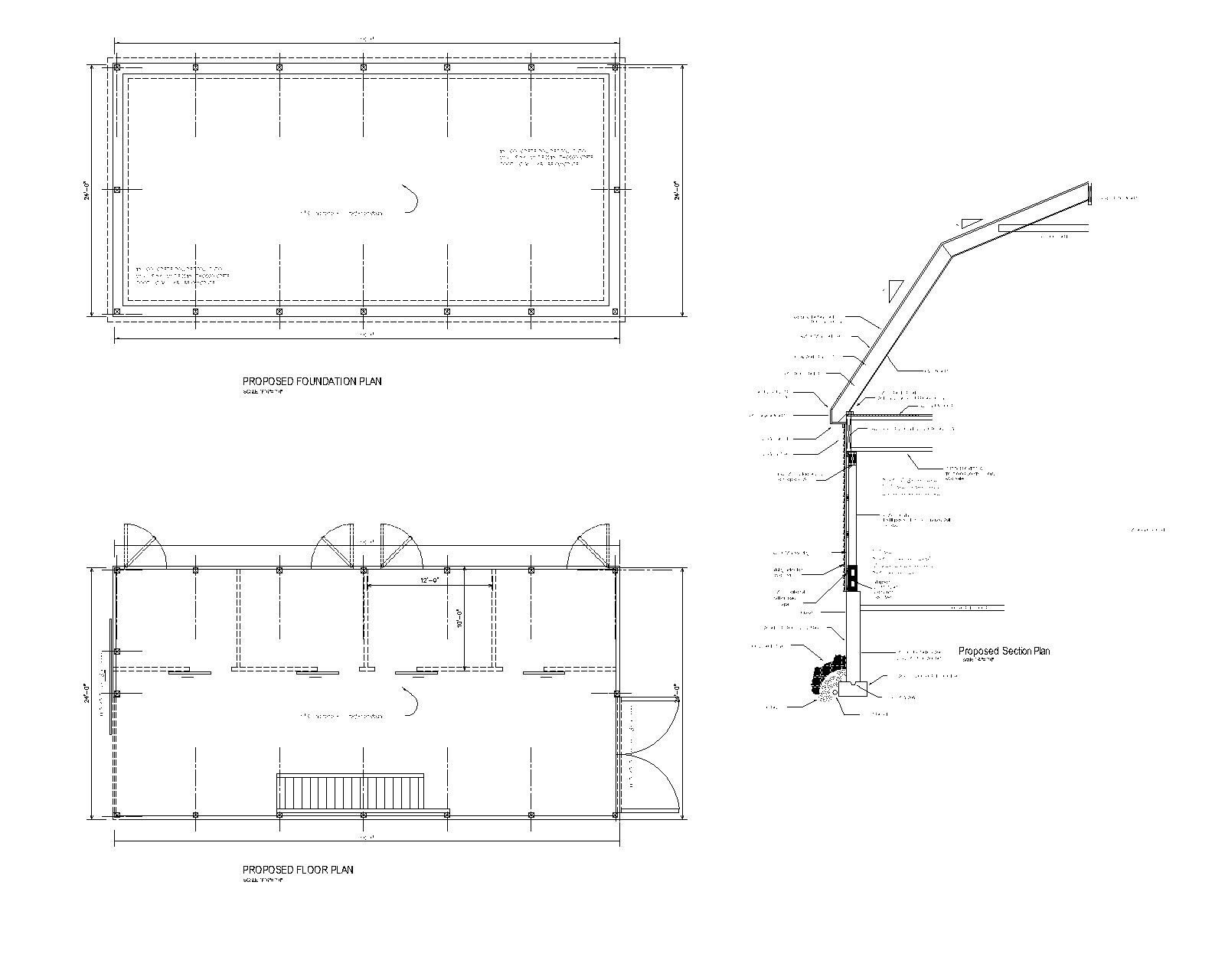 24X48 48X24 HORSE BARN PLANS GAMBREL ROOF POLE BARN CONST #20-2448-HB-GMB-8