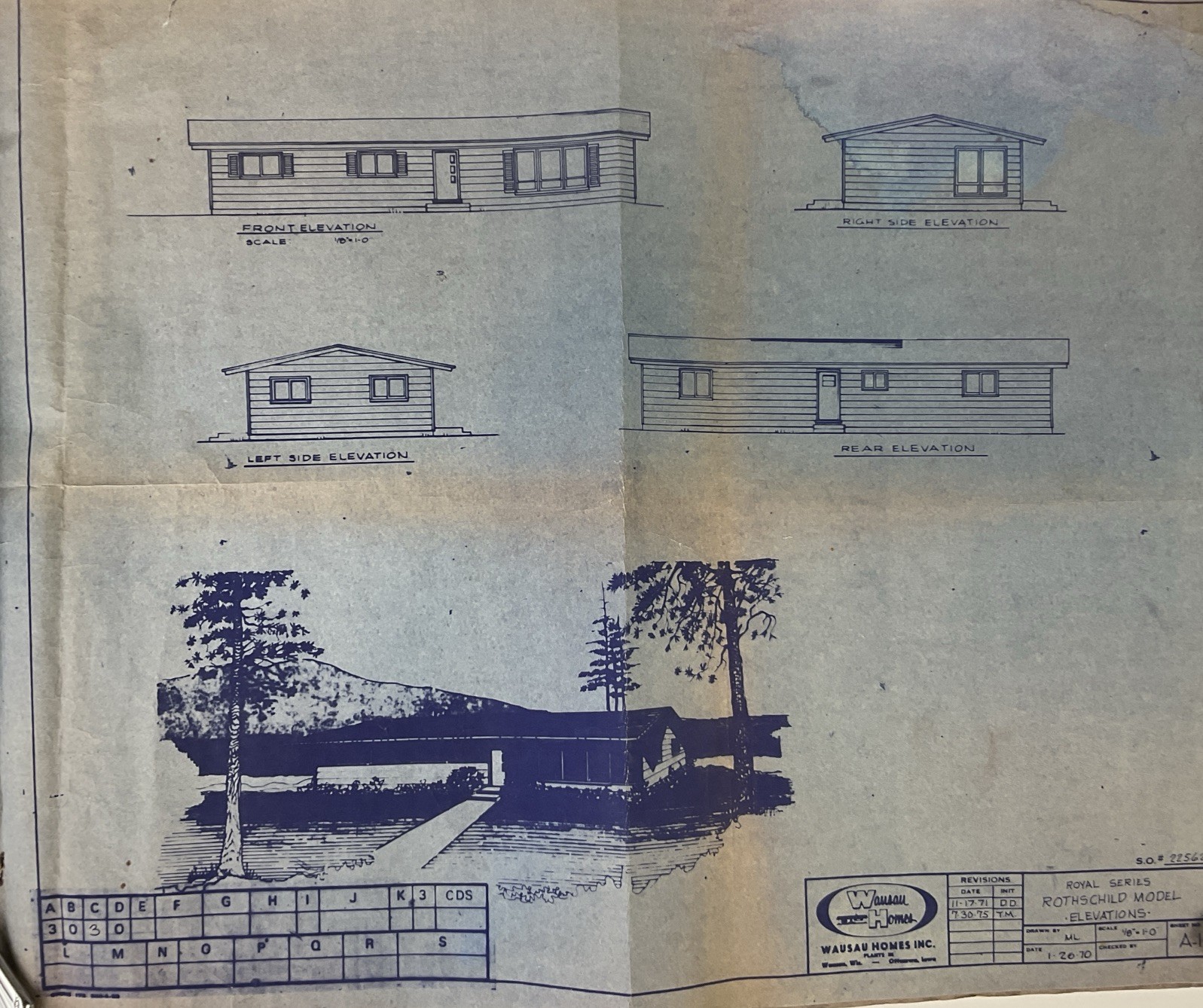Wausau Homes 1975 House Plans Blueprints Rothschild Model 303 3 Bedroom 1.5 Bath