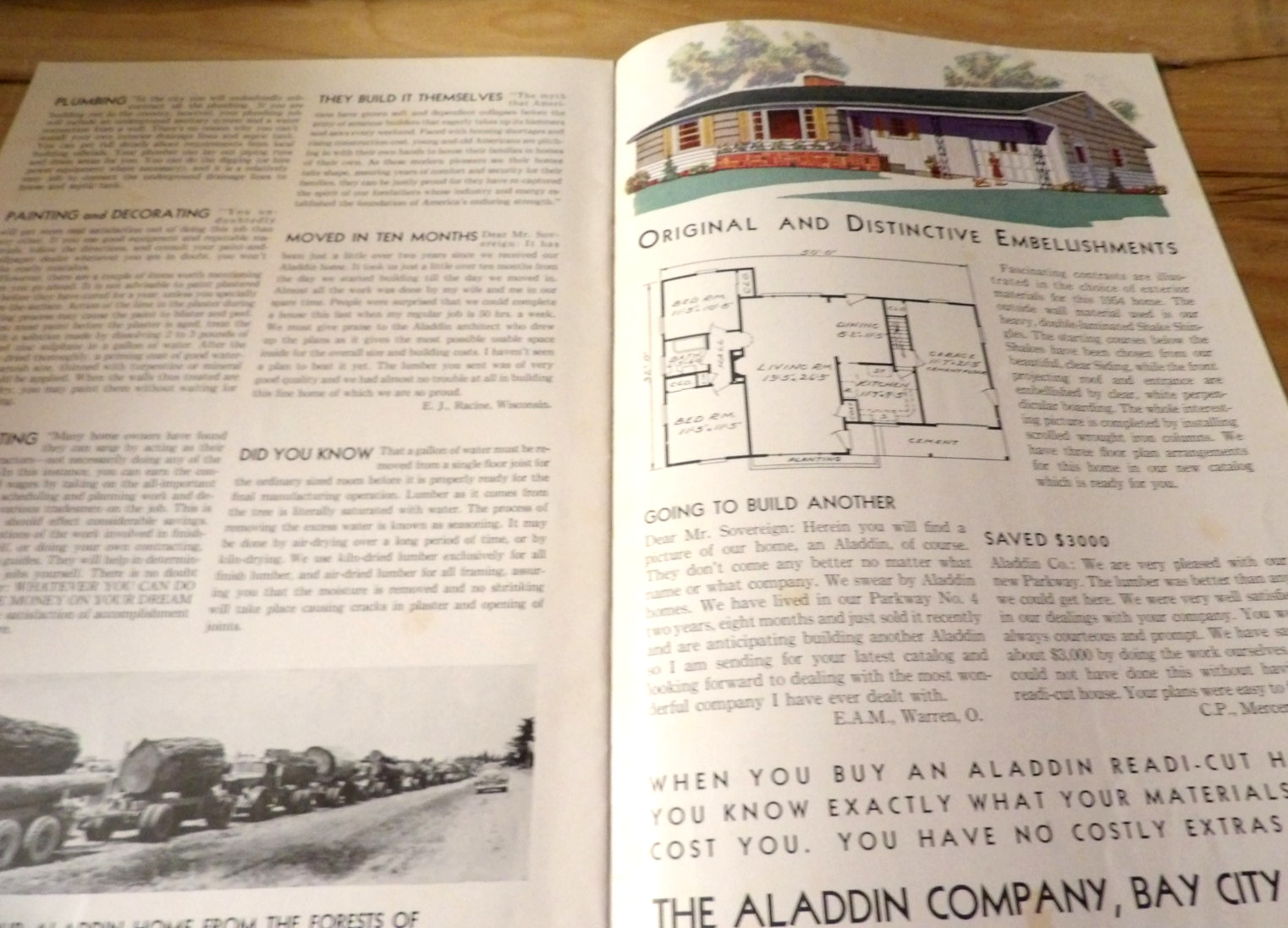 MCM 1954 Aladdin Home Plans Catalog Advance Showing Readi-Cut Architecture 16pgs