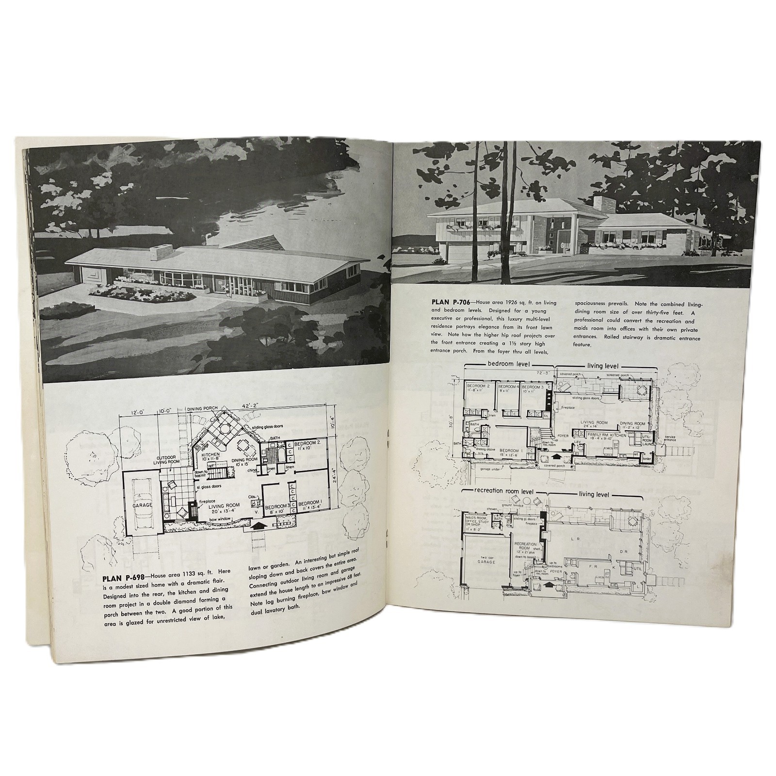 1963 Vintage MCM HOME DESIGNS Luxurious Living House Plan Catalog Magazine 21st