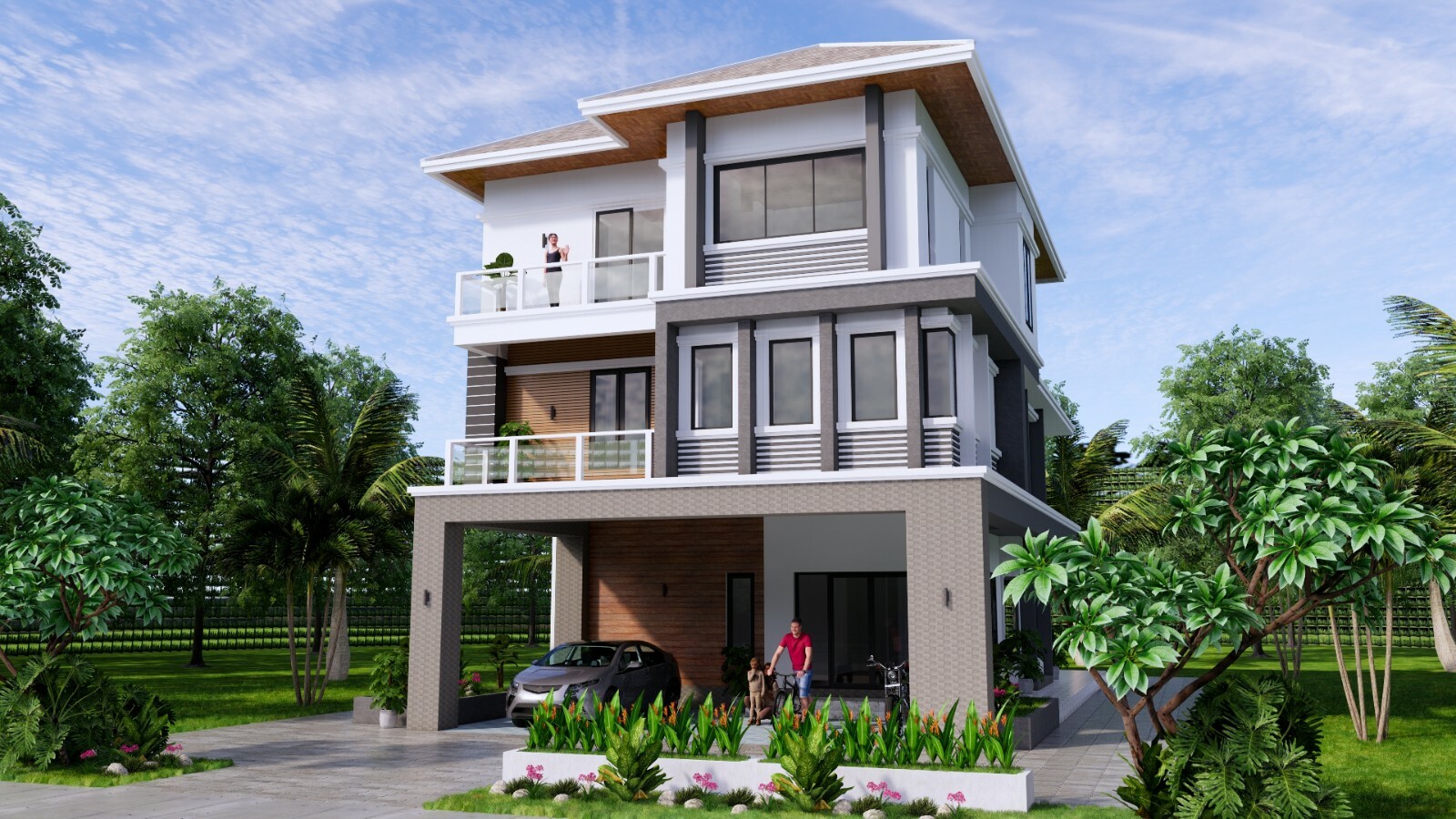 House Plan 26×49 Feet 8×15 Meter 5 Beds 5 Baths Hip Roof PDF Plan (A4 Hard Copy)