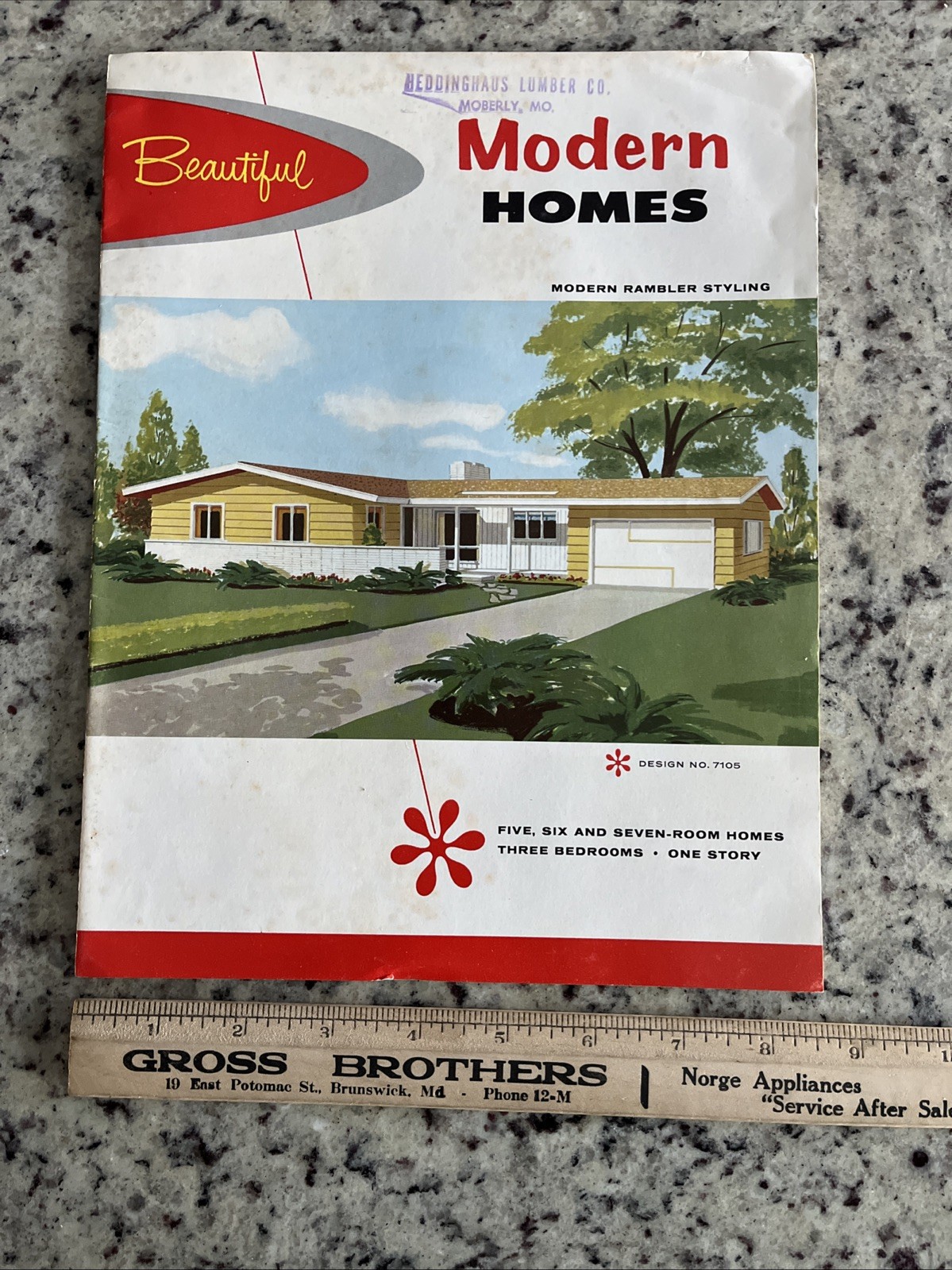 Vintage 1958 Modern Homes MCM Ranch Plans Catalog Heddinghaus Lumber Moberly MO