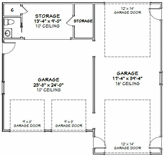 42×40 1 RV 2 Car Garage — PDF Floor Plan — 1,537 sq ft — Model 1B