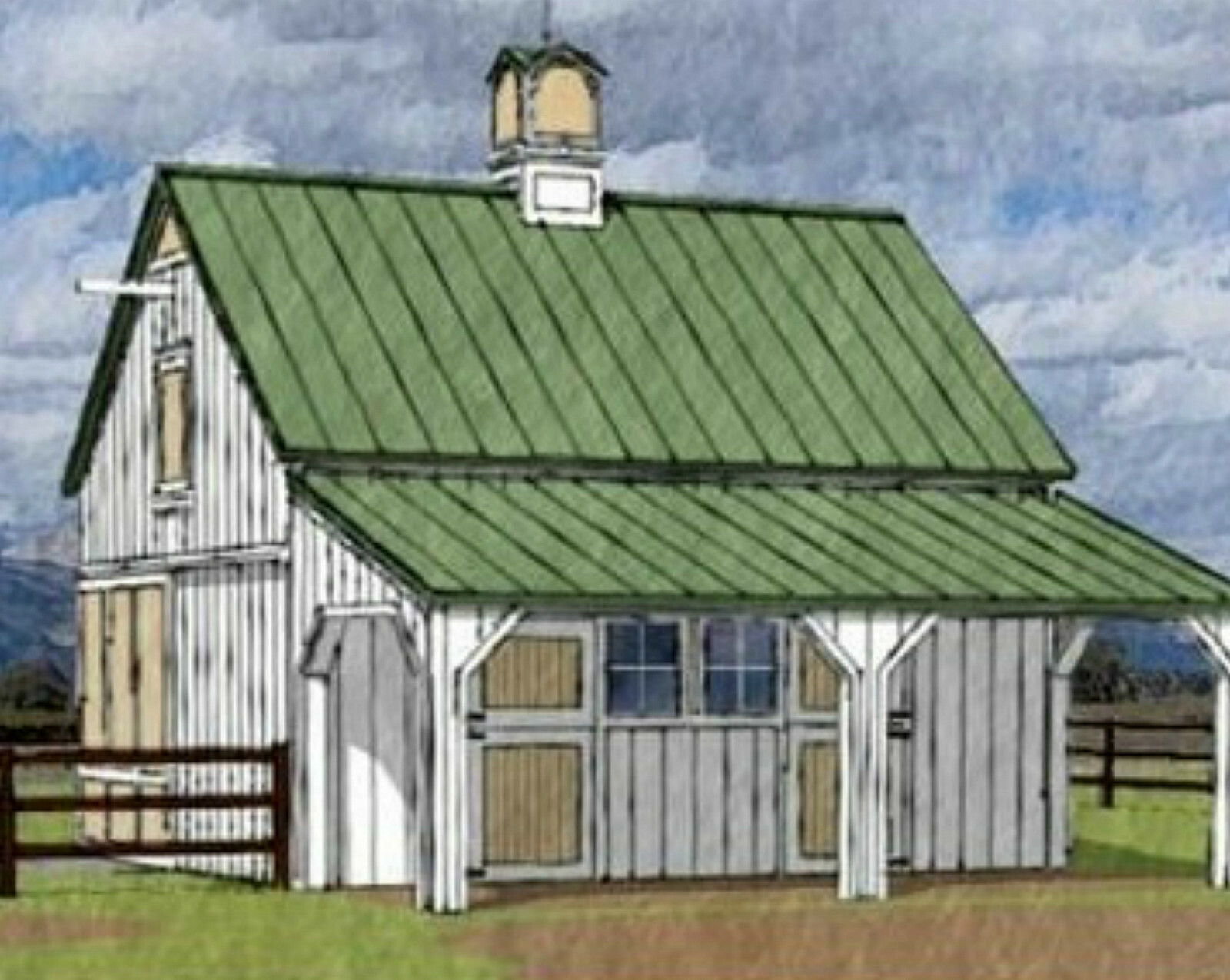 Chestnut Horse Barns – 3 Complete Sets of Pole Barn Building Plans (eB-418×3)