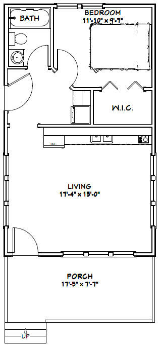 18×30 Tiny House — 540 sq ft — PDF Floor Plan – Model 5G