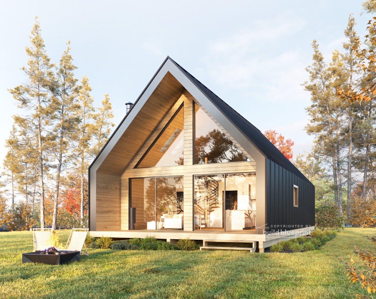24′ x 36′ Nordic A-Frame House Architectural Plans 1145SF – PDF Download