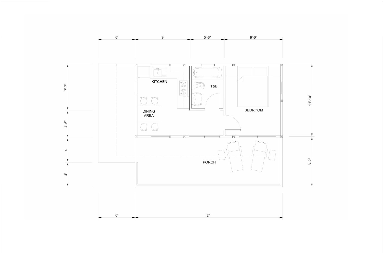 20′ x 30′ Wood Cabin Building Plans – Spacious Layout, Porch, Bedroom, and More