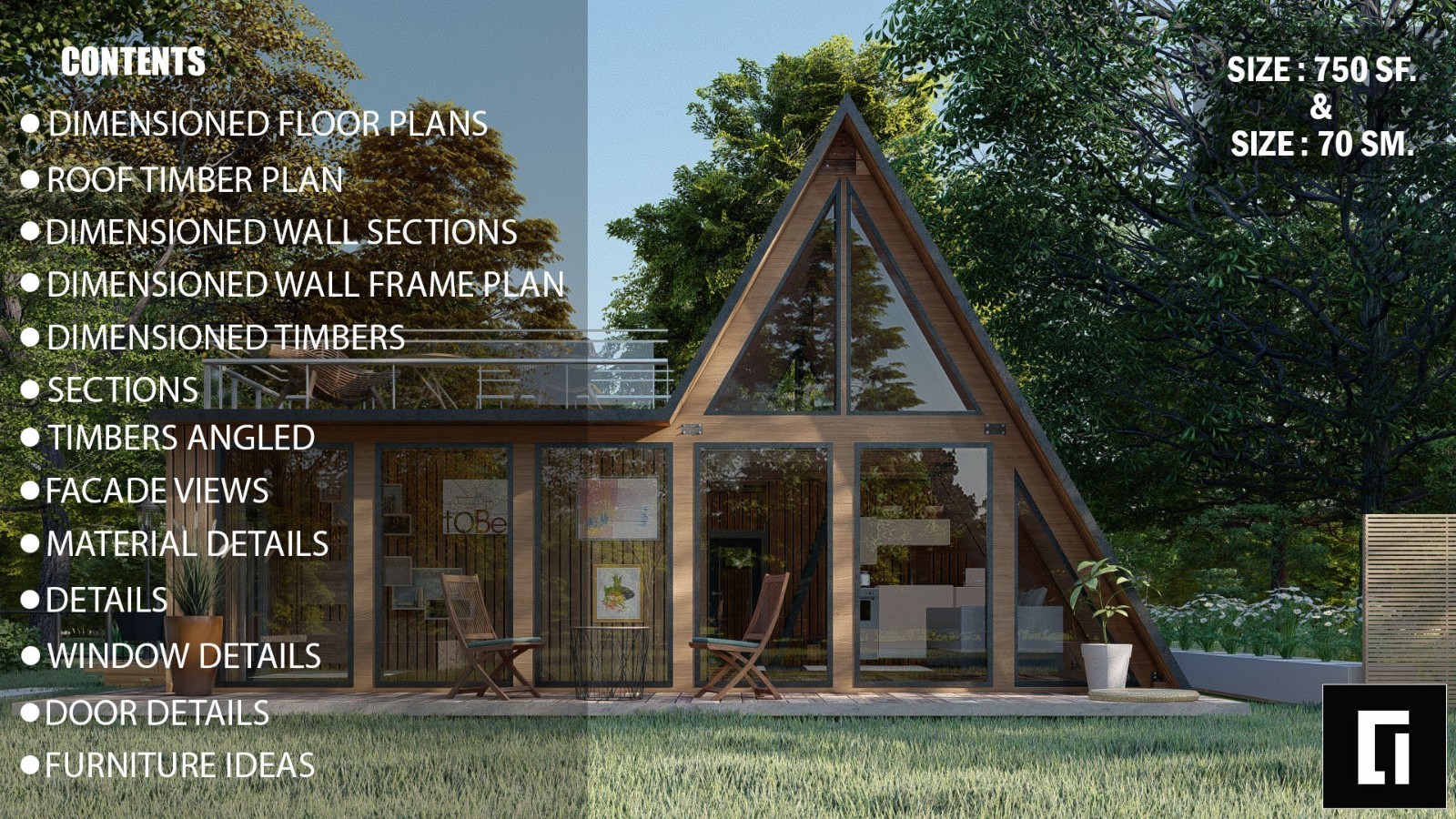 A-Frame House Plans 750sq ft Beds 1 Baths Terrace Roof