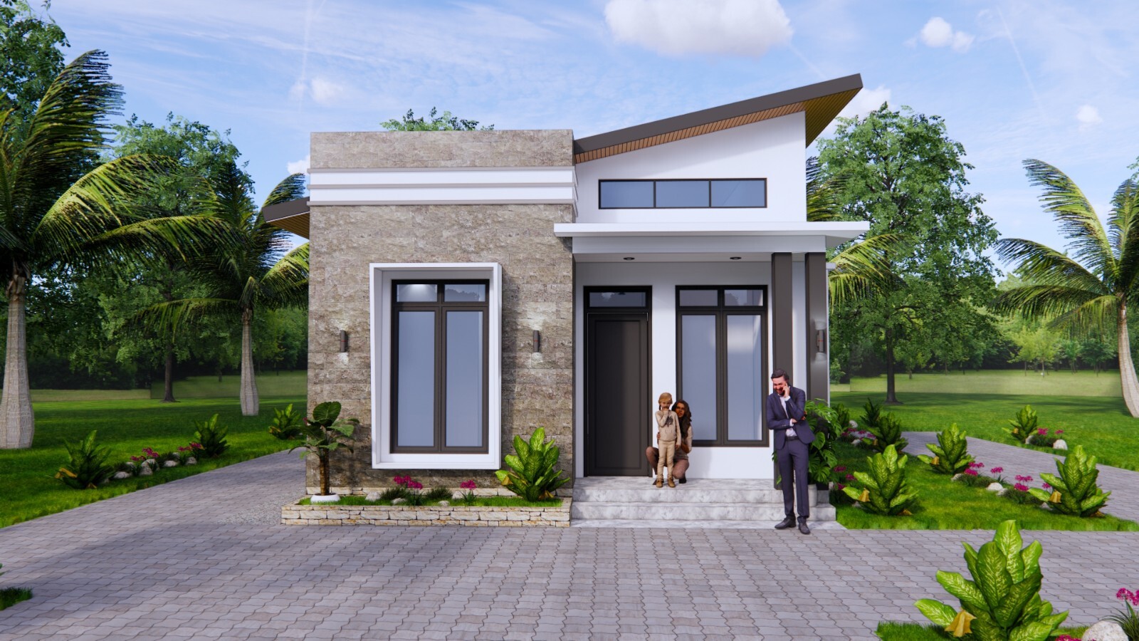 23×26 Feet Small House Plan 7×8 Meter 3 Beds 1 bath Shed Roof PDF & A4 Hard Copy