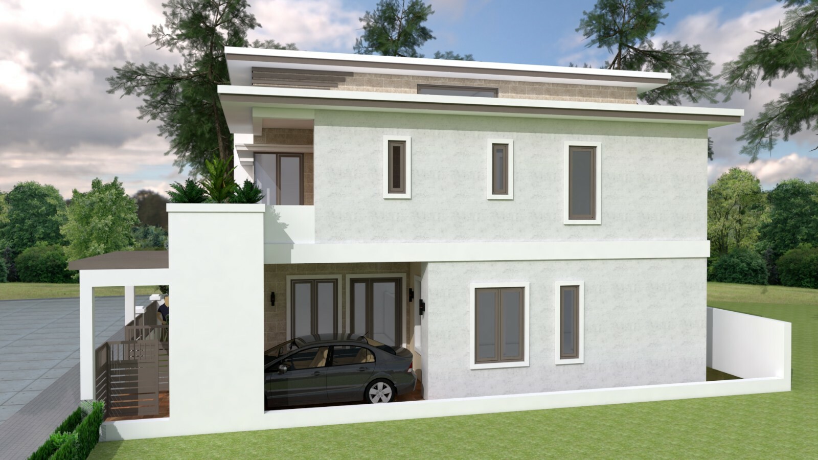 23×40 Feet Small House Plan 7×12 Meter 4 Beds 3 Baths Flat Roof (A4 Hard Copy)