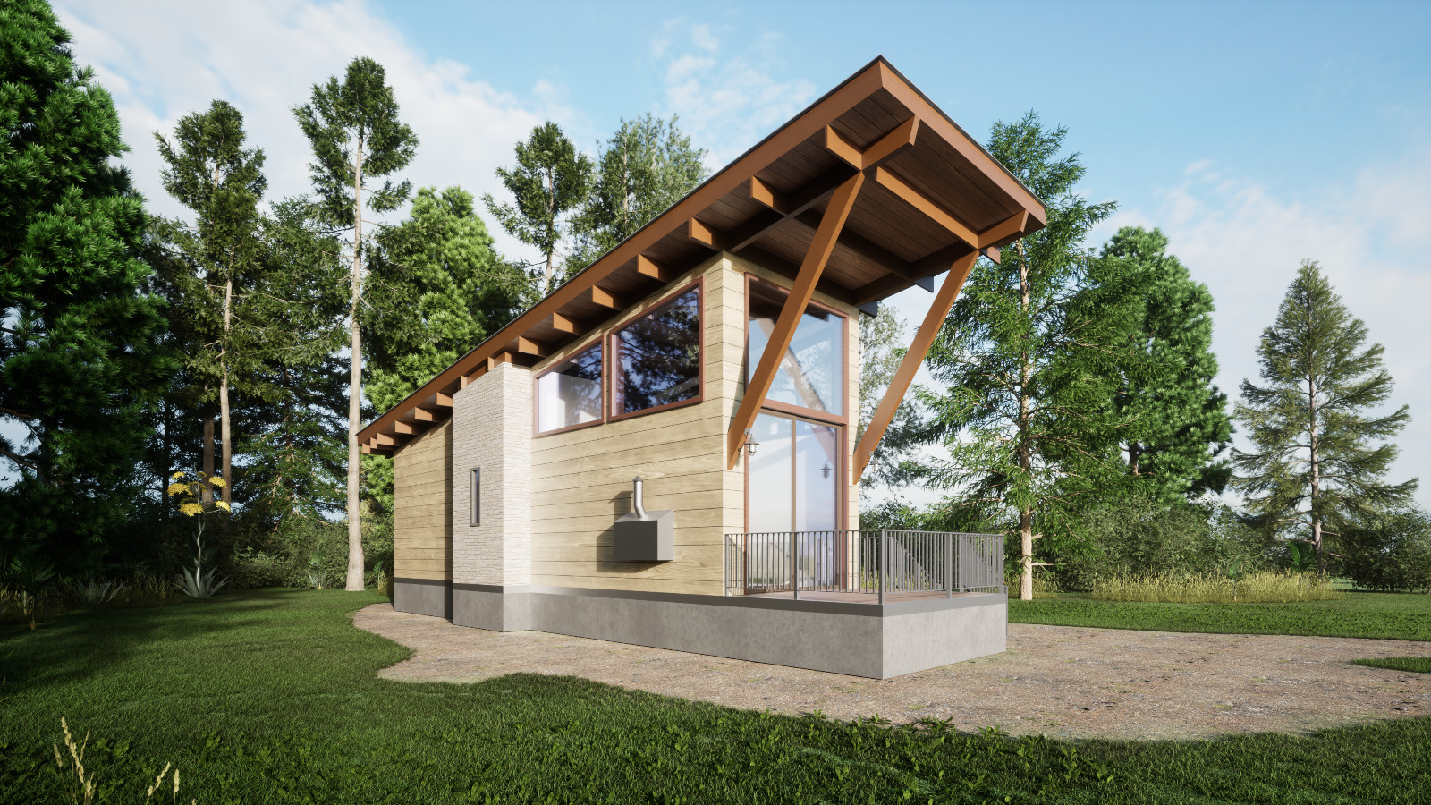 American Style Modern Cottage House Plan with 3D images & PDF Blueprints,DWG