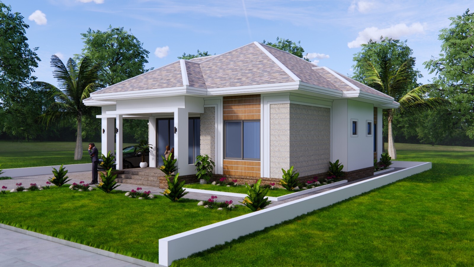 38×42 Feet House Plans 11.5×12.7 Meter 3 Bed 2 Bath Hip Roof PDF (A4 Hard Copy)