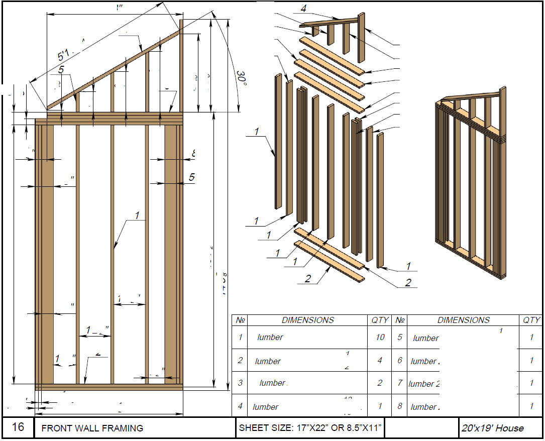20’x25’ Cozy 2-Story Tiny House Cabin DIY Architectural Build Plans PDF Download