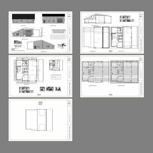 46×48 House – 2 Bedroom 2 Bath 1 RV – 1,157 sqft – PDF Floor Plan – Model 2