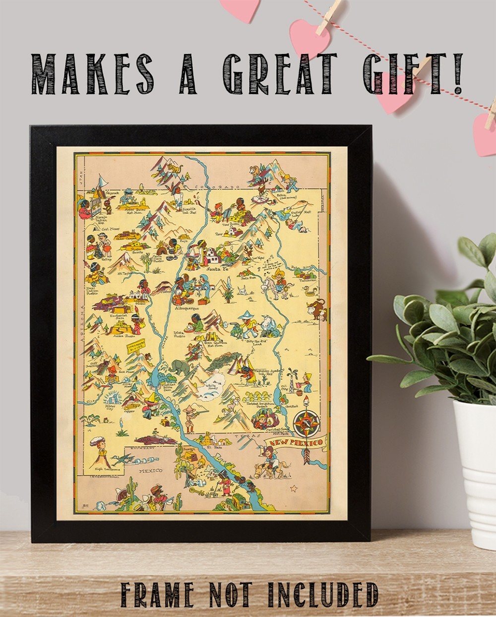 New Mexico 1935 Pictorial Map Vintage Southwest Illustrated State Map