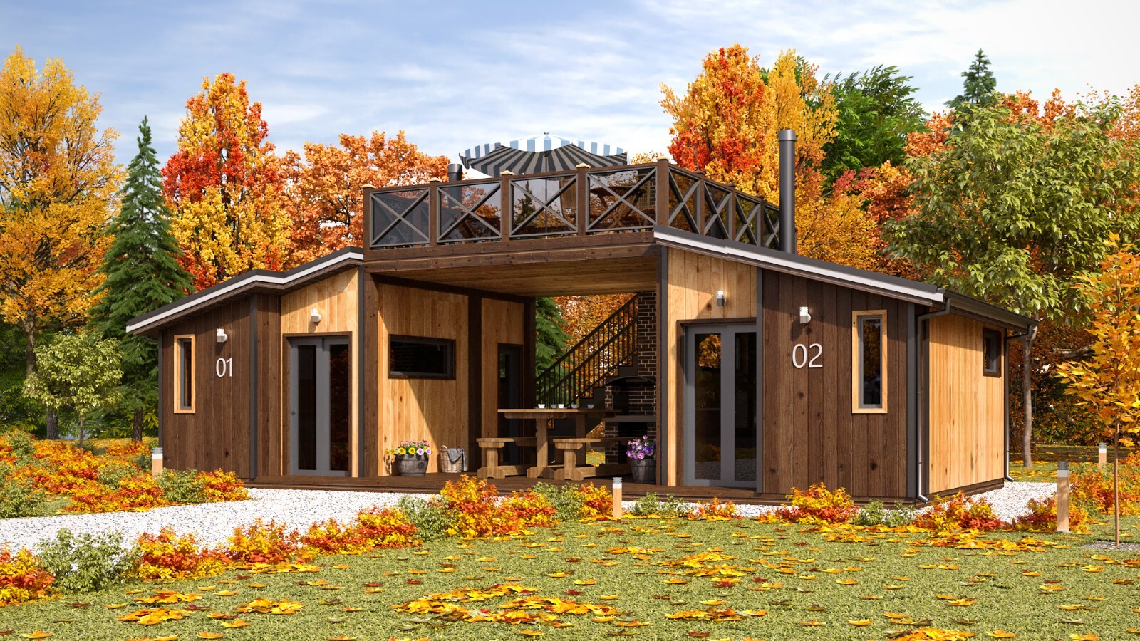 38’x18’ Double Tiny House, 1-Bed, 1-Bath Architectural Build Plans PDF Download