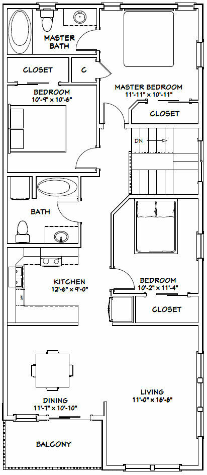 60×50 Apartment with 2-Car 2-RV Garage – PDF FloorPlan – 1,703 sqft – Model 1F