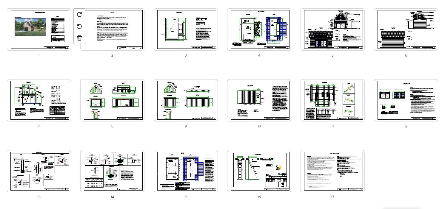 1-Car Detached Garage Plan with Loft and Covered Porch on the Side