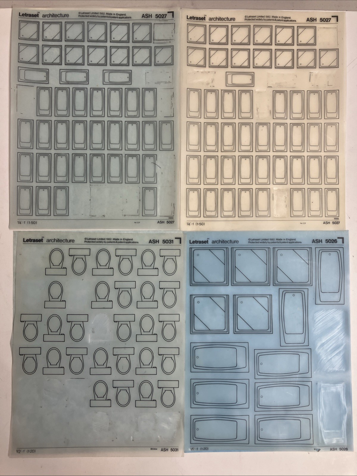 Letraset Architecture Bathroom And Kitchen Transfer Sheets – Lot Of 16 Used